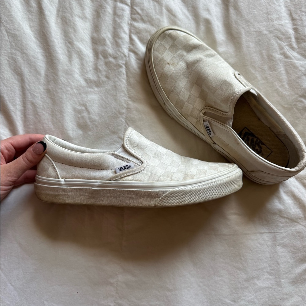 Vans White Slip-On Shoes